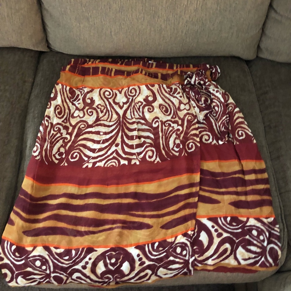 FAUX WRAP SARONG SKIRT WITH SIDE TIE